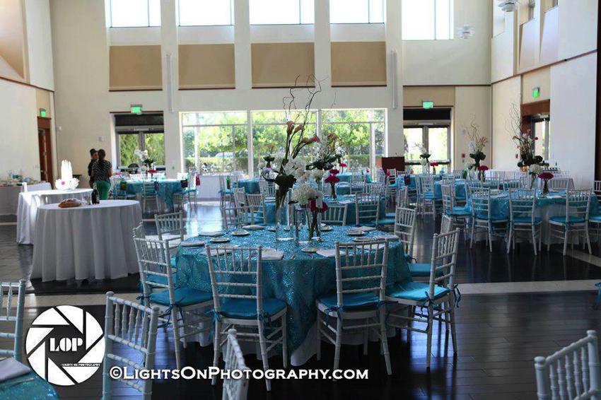 Multipurpose room setup for a luncheon